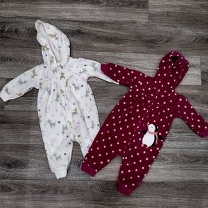 Carter's Child of Mine Baby Girl Fleece Jumpsuits Size 3-6M